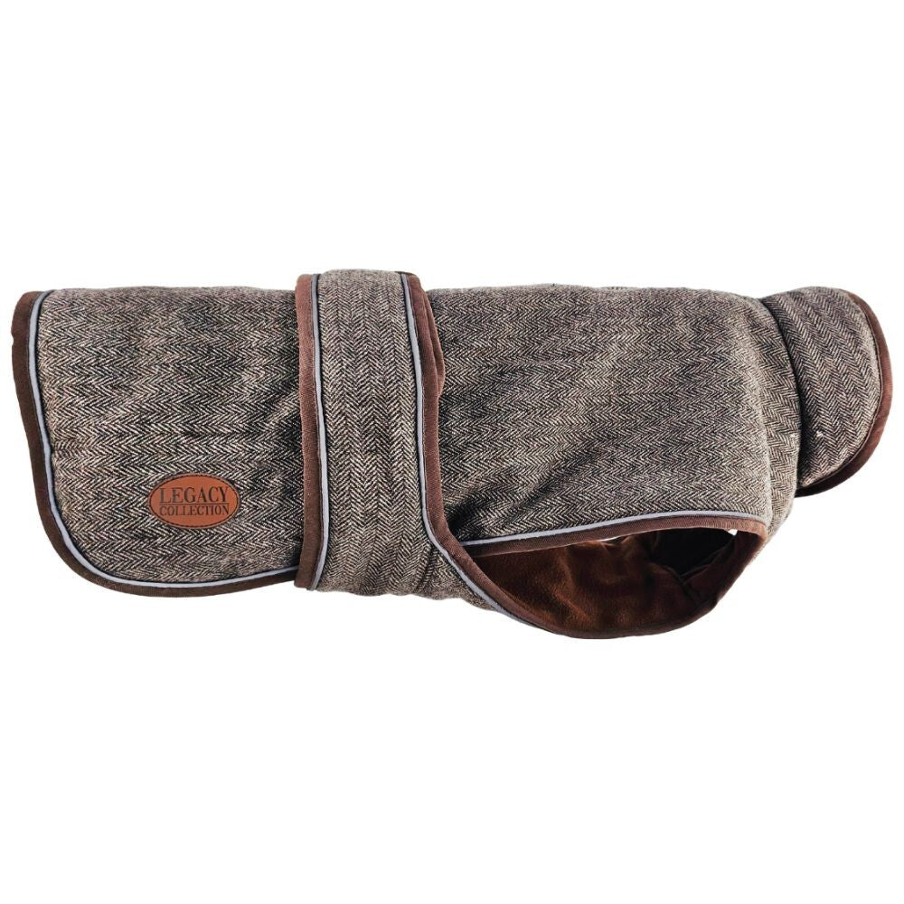 Hugglepets Legacy Dog Coat Traditional Tartan Herringbone Reflective Warm Jacket