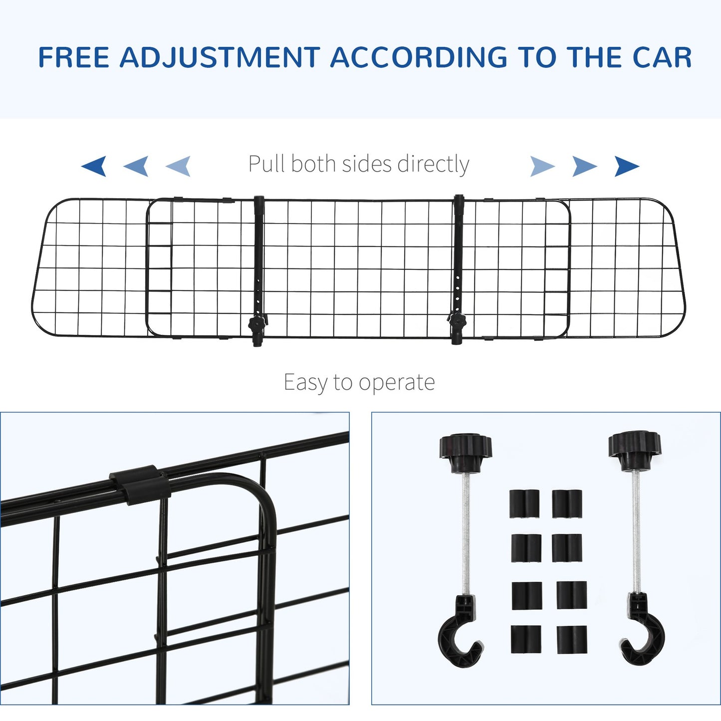 Pawhut Heavy Duty Pet Dog Car Barrier Adjustable Ventilated Mesh Wire Guard