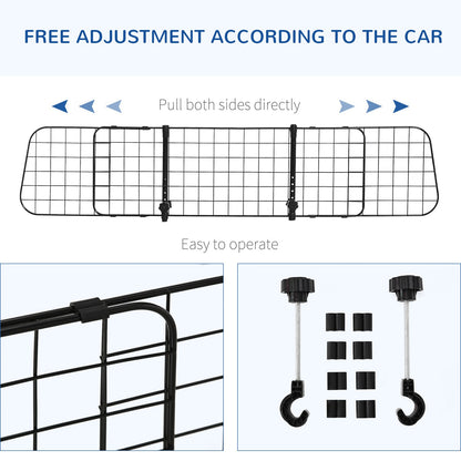 Pawhut Heavy Duty Pet Dog Car Barrier Adjustable Ventilated Mesh Wire Guard