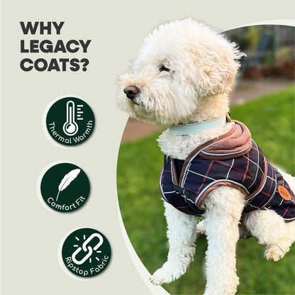 Hugglepets Legacy Dog Coat Traditional Tartan Herringbone Reflective Warm Jacket