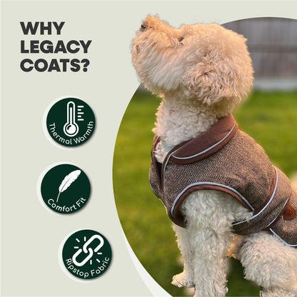 Hugglepets Legacy Dog Coat Traditional Tartan Herringbone Reflective Warm Jacket